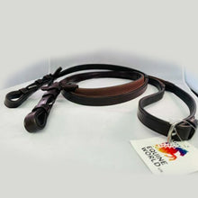 Load image into Gallery viewer, Leather Half Rubber Show Half Lined Reins Black Brown-Full Size
