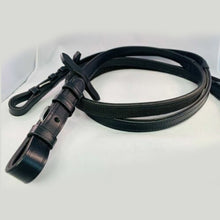 Load image into Gallery viewer, Leather Half Rubber Show Half Lined Reins Black Brown-Full Size
