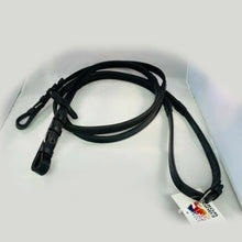 Load image into Gallery viewer, Leather Half Rubber Show Half Lined Reins Black Brown-Full Size
