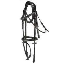 Load image into Gallery viewer, Premium Leather Fancy Bridle With Flash Noseband &amp; Free Rubber Reins
