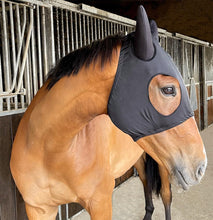 Load image into Gallery viewer, Lycra Racing Hood with Padded Ears For Horse - Red and Black
