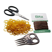 Load image into Gallery viewer, Bitz Plaiting Kit – Plaiting Bands – Scissors – Needles – Cotton – Plaiting Aid
